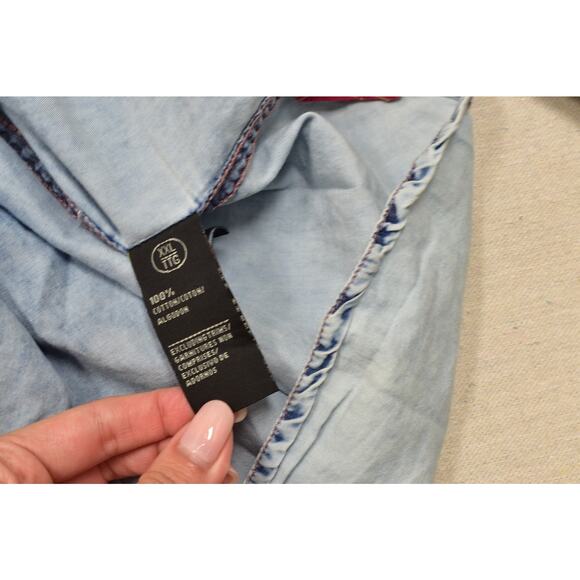 Buffalo David Bitton Men's Blue Acid Wash Slim Fit Pear Snap Button Shirt XXL - Picture 8 of 8